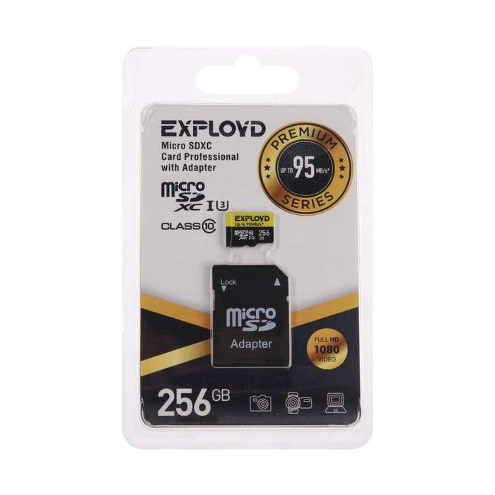 Карта памяти Exployd microSD, 256 Гб, SDXC, UHS-1, класс 10, с адаптером SD - фото 51379940 Карта памяти Exployd microSD, 256 Гб, SDXC, UHS-1, класс 10, с адаптером SD - фото 51379940