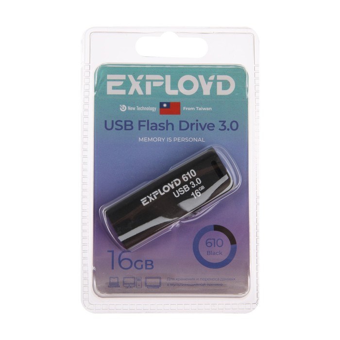 Флешка Exployd 610, 16 Гб, USB3.0, чт до 70 Мб/с, зап до 20 Мб/с, черная - фото 51379956 Флешка Exployd 610, 16 Гб, USB3.0, чт до 70 Мб/с, зап до 20 Мб/с, черная - фото 51379956