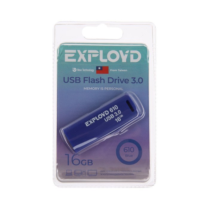 Флешка Exployd 610, 16 Гб, USB3.0, чт до 70 Мб/с, зап до 20 Мб/с, синяя - фото 51379960 Флешка Exployd 610, 16 Гб, USB3.0, чт до 70 Мб/с, зап до 20 Мб/с, синяя - фото 51379960