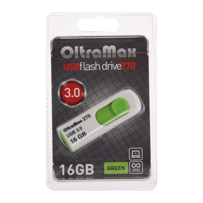Флешка OltraMax 270, 16 Гб, USB3.0, чт до 70 Мб/с, зап до 20 Мб/с, зеленая - фото 51379984 Флешка OltraMax 270, 16 Гб, USB3.0, чт до 70 Мб/с, зап до 20 Мб/с, зеленая - фото 51379984