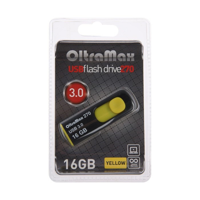 Флешка OltraMax 270, 16 Гб, USB3.0, чт до 70 Мб/с, зап до 20 Мб/с, желтая - фото 51379994 Флешка OltraMax 270, 16 Гб, USB3.0, чт до 70 Мб/с, зап до 20 Мб/с, желтая - фото 51379994