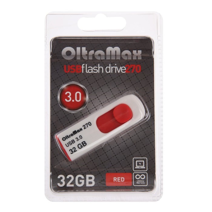 Флешка OltraMax 270, 32 Гб, USB3.0, чт до 70 Мб/с, зап до 20 Мб/с, красная - фото 51380016 Флешка OltraMax 270, 32 Гб, USB3.0, чт до 70 Мб/с, зап до 20 Мб/с, красная - фото 51380016