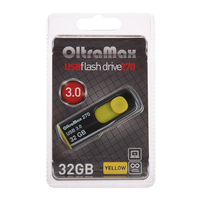 Флешка OltraMax 270, 32 Гб, USB3.0, чт до 70 Мб/с, зап до 20 Мб/с, желтая - фото 51380024 Флешка OltraMax 270, 32 Гб, USB3.0, чт до 70 Мб/с, зап до 20 Мб/с, желтая - фото 51380024