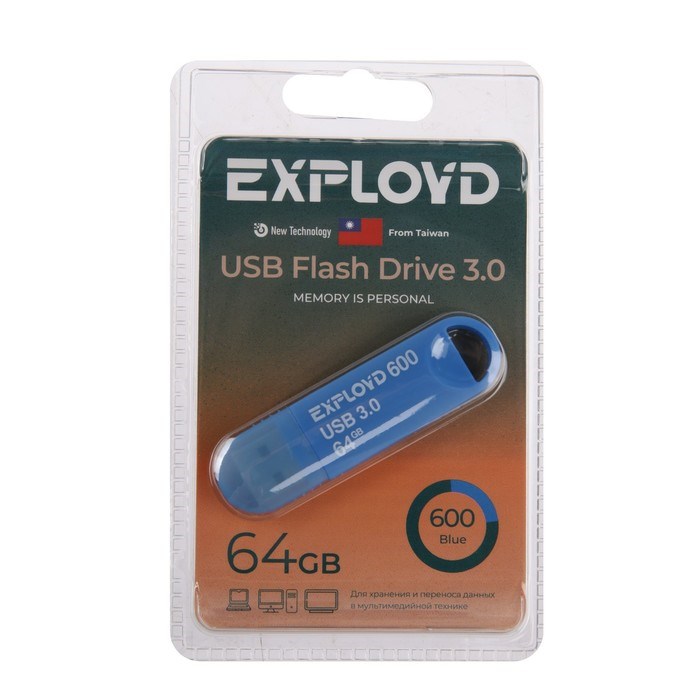 Флешка Exployd 600, 64 Гб, USB3.0, чт до 70 Мб/с, зап до 20 Мб/с, синяя - фото 51380028 Флешка Exployd 600, 64 Гб, USB3.0, чт до 70 Мб/с, зап до 20 Мб/с, синяя - фото 51380028