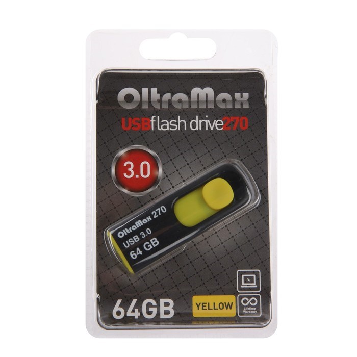 Флешка OltraMax 270, 64 Гб, USB3.0, чт до 70 Мб/с, зап до 20 Мб/с, желтая - фото 51380044 Флешка OltraMax 270, 64 Гб, USB3.0, чт до 70 Мб/с, зап до 20 Мб/с, желтая - фото 51380044