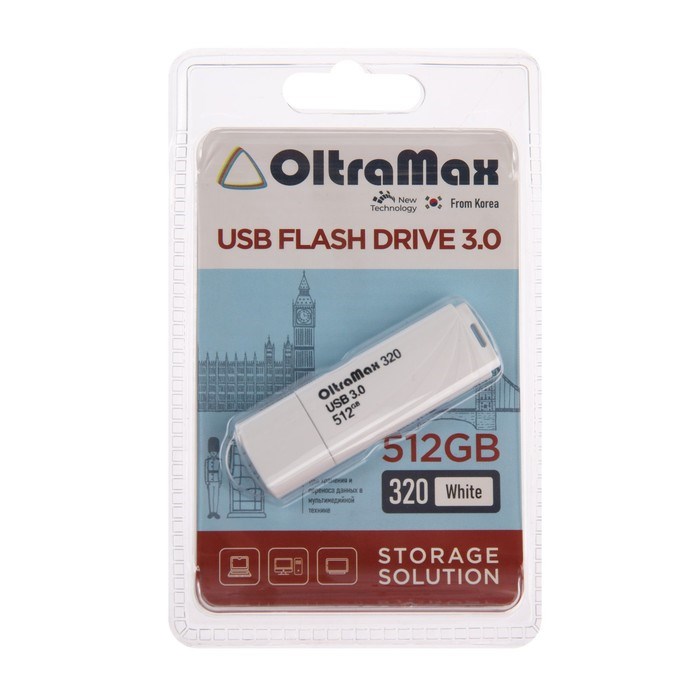 Флешка OltraMax 320, 512 Гб, USB3.0, чт до 70 Мб/с, зап до 20 Мб/с, белая - фото 51380062 Флешка OltraMax 320, 512 Гб, USB3.0, чт до 70 Мб/с, зап до 20 Мб/с, белая - фото 51380062