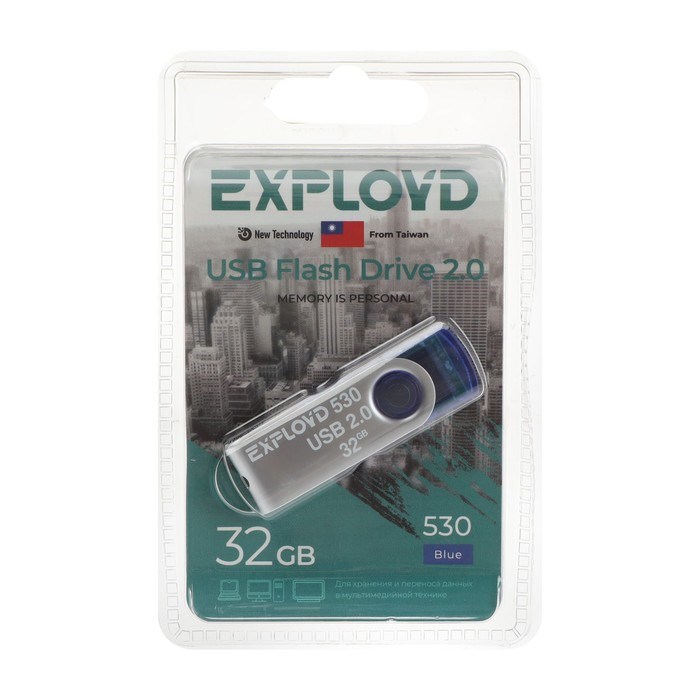 Флешка Exployd 530, 32 Гб, USB2.0, чт до 15 Мб/с, зап до 8 Мб/с, синяя - фото 51380310 Флешка Exployd 530, 32 Гб, USB2.0, чт до 15 Мб/с, зап до 8 Мб/с, синяя - фото 51380310