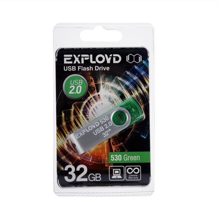 Флешка Exployd 530, 32 Гб, USB2.0, чт до 15 Мб/с, зап до 8 Мб/с, зелёная - фото 51380316 Флешка Exployd 530, 32 Гб, USB2.0, чт до 15 Мб/с, зап до 8 Мб/с, зелёная - фото 51380316