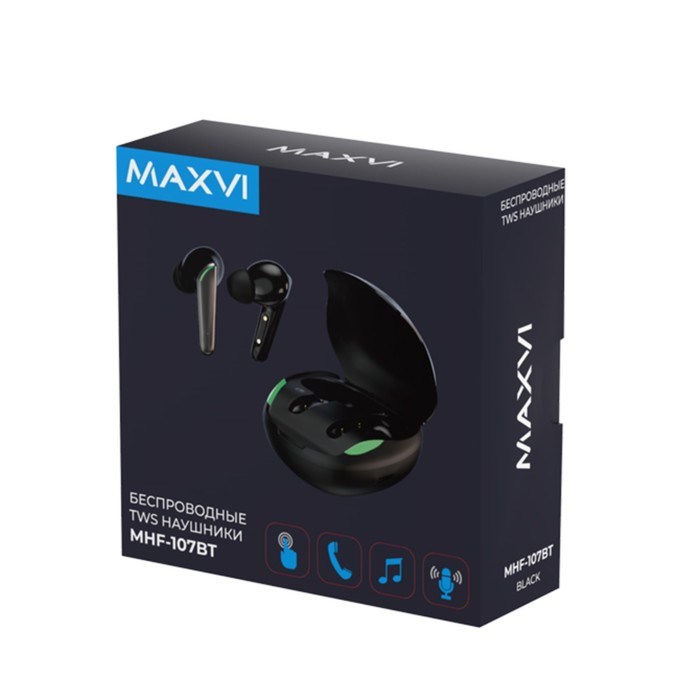 Наушники Maxvi MHF-107BT, вакуумные, игровые, сенсорное управление, 30/300 мАч, черные - фото 51380414 Наушники Maxvi MHF-107BT, вакуумные, игровые, сенсорное управление, 30/300 мАч, черные - фото 51380414