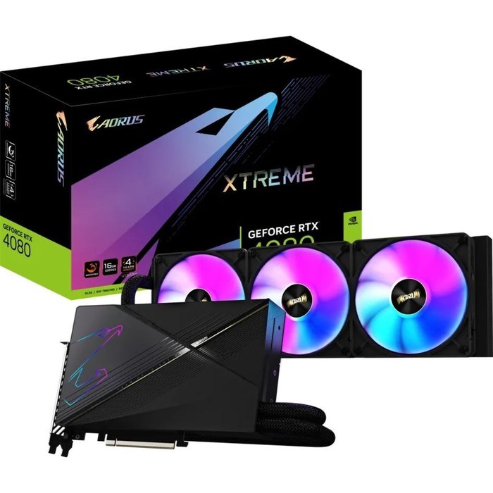 Видеокарта Gigabyte GV-N4080AORUSX W-16GD, GeForce RTX 4080 16 Гб, GDDR6X, HDMI, DP - фото 51381077