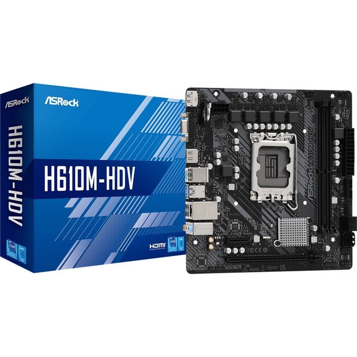 Материнская плата Asrock H610M-HDV, LGA1700, H610, 2хDDR4, HDMI, DP, VGA, mATX - фото 51381198 Материнская плата Asrock H610M-HDV, LGA1700, H610, 2хDDR4, HDMI, DP, VGA, mATX - фото 51381198