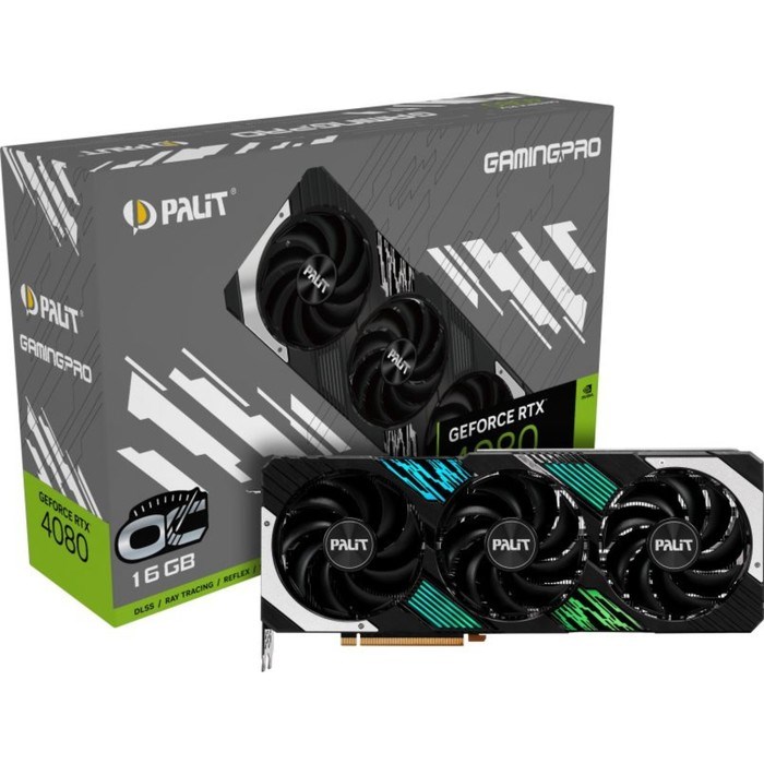Видеокарта Palit PA-RTX4080 GAMINGPRO OC, GeForce RTX 4080 16 Гб, GDDR6X, HDMI, DP - фото 51381321 Видеокарта Palit PA-RTX4080 GAMINGPRO OC, GeForce RTX 4080 16 Гб, GDDR6X, HDMI, DP - фото 51381321
