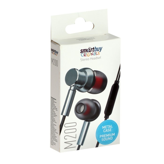 Наушники SmartBuy M200, вакуумные, микрофон, 103 дБ, 16 Ом, 3.5 мм, 1.1 м, серые - фото 51381418 Наушники SmartBuy M200, вакуумные, микрофон, 103 дБ, 16 Ом, 3.5 мм, 1.1 м, серые - фото 51381418
