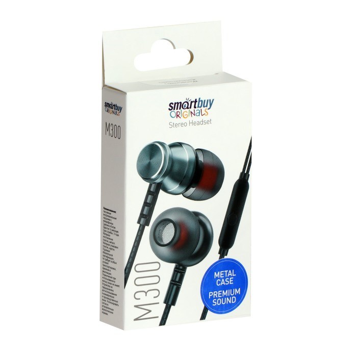 Наушники SmartBuy M300, вакуумные, микрофон, 103 дБ, 16 Ом, 3.5 мм, 1.1 м, серые - фото 51381426 Наушники SmartBuy M300, вакуумные, микрофон, 103 дБ, 16 Ом, 3.5 мм, 1.1 м, серые - фото 51381426