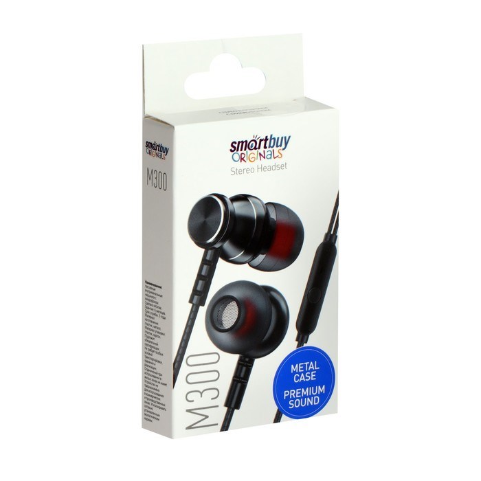 Наушники SmartBuy M300, вакуумные, микрофон, 103 дБ, 16 Ом, 3.5 мм, 1.1 м, черные - фото 51381430 Наушники SmartBuy M300, вакуумные, микрофон, 103 дБ, 16 Ом, 3.5 мм, 1.1 м, черные - фото 51381430