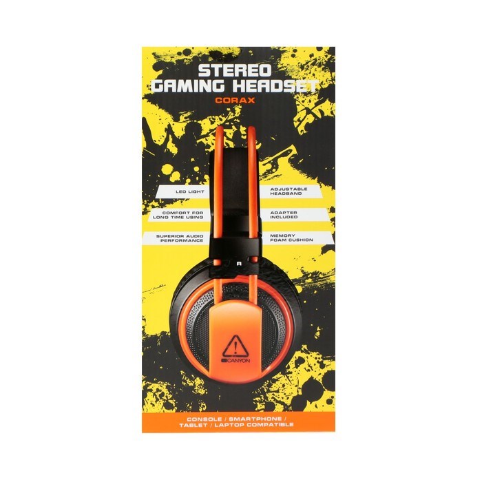 Наушники CANYON Corax GH-5A, игровые, микрофон, 2x3.5 мм + USB, 2м, чёрно-оранжевые - фото 51381449 Наушники CANYON Corax GH-5A, игровые, микрофон, 2x3.5 мм + USB, 2м, чёрно-оранжевые - фото 51381449