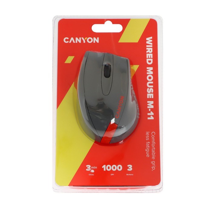 Мышь CANYON M-11, проводная, оптическая, 1000 dpi, USB, 1.5 м, серая - фото 51381453 Мышь CANYON M-11, проводная, оптическая, 1000 dpi, USB, 1.5 м, серая - фото 51381453