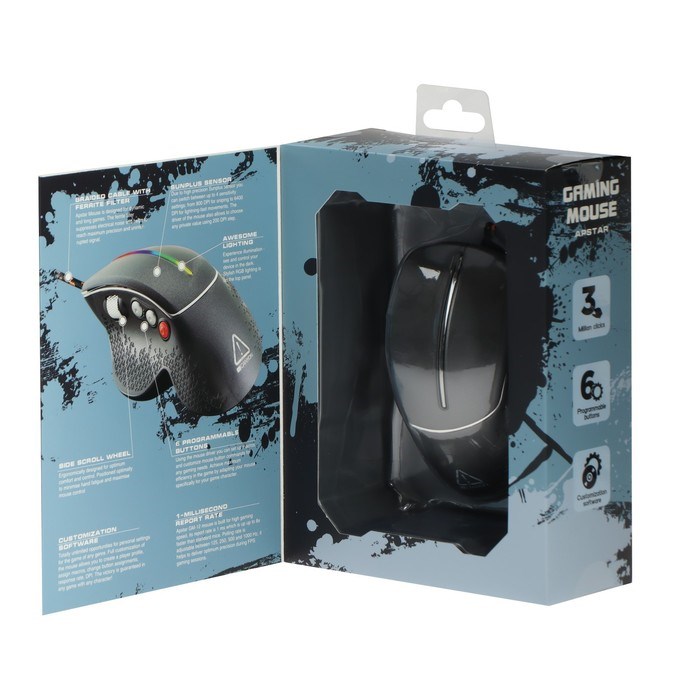 Мышь CANYON Apstar GM-12, игровая, проводная, оптическая, 6400 dpi, USB, 1.65 м, черная - фото 51381472 Мышь CANYON Apstar GM-12, игровая, проводная, оптическая, 6400 dpi, USB, 1.65 м, черная - фото 51381472