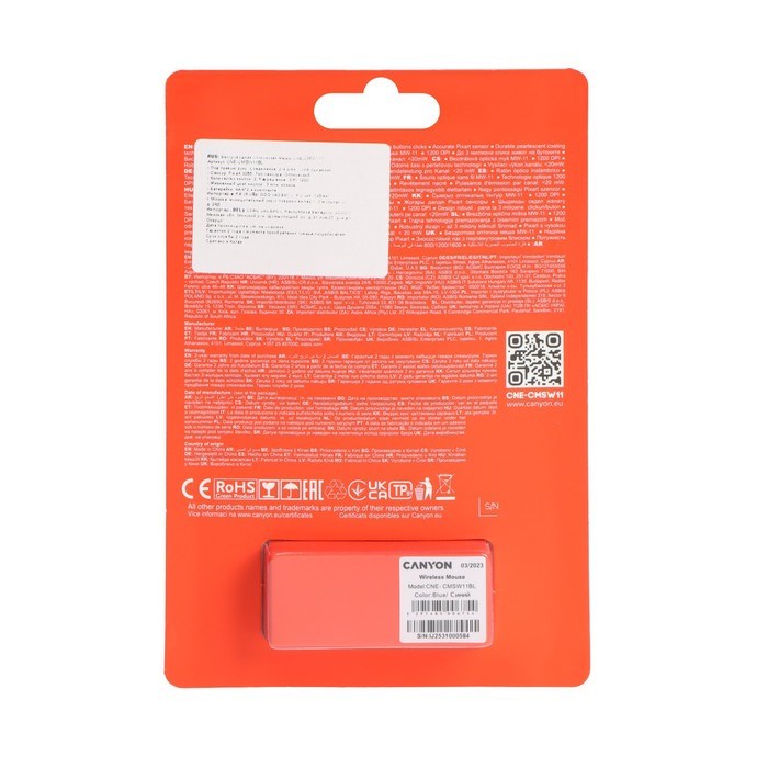 Мышь CANYON MW-11, беспроводная, оптическая, 1200 dpi, USB, 2xAAА, синяя - фото 51381483 Мышь CANYON MW-11, беспроводная, оптическая, 1200 dpi, USB, 2xAAА, синяя - фото 51381483