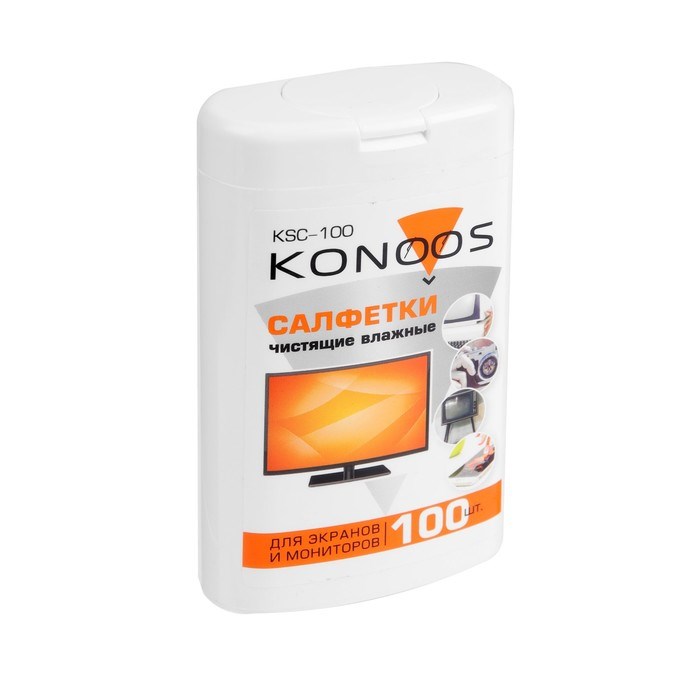 Салфетки для очистки техники Konoos KSC-100, влажные, для экранов, банка, 100 шт - фото 51381538 Салфетки для очистки техники Konoos KSC-100, влажные, для экранов, банка, 100 шт - фото 51381538