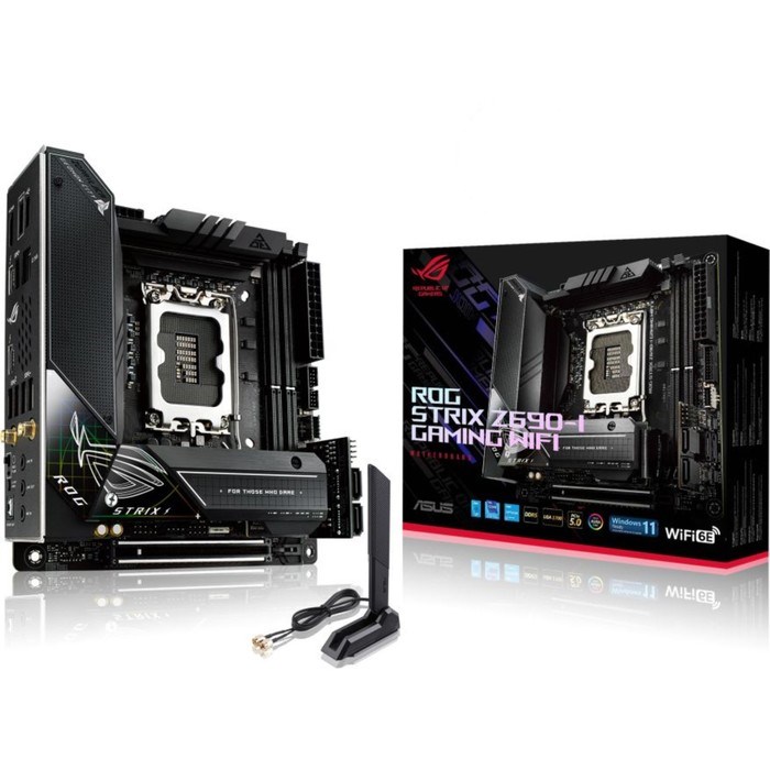 Материнская плата Asus ROG STRIX Z690-I GAMING WIFI, LGA1700, Z690, 2хDDR5, HDMI, mini-ITX - фото 51381573 Материнская плата Asus ROG STRIX Z690-I GAMING WIFI, LGA1700, Z690, 2хDDR5, HDMI, mini-ITX - фото 51381573