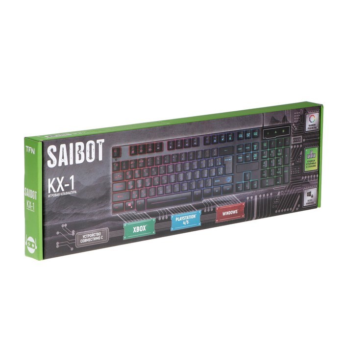 Клавиатура Saibot KX-1, игровая, проводная, мембранная, 116 клавиш, USB, подсветка, черная - фото 51382750 Клавиатура Saibot KX-1, игровая, проводная, мембранная, 116 клавиш, USB, подсветка, черная - фото 51382750
