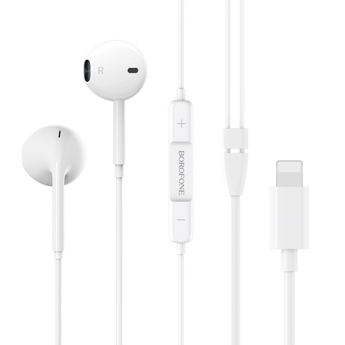 Наушники Borofone BM32 Plus, вкладыши, микрофон, Lightning, кабель 1.2 м, белые - фото 51382827 Наушники Borofone BM32 Plus, вкладыши, микрофон, Lightning, кабель 1.2 м, белые - фото 51382827