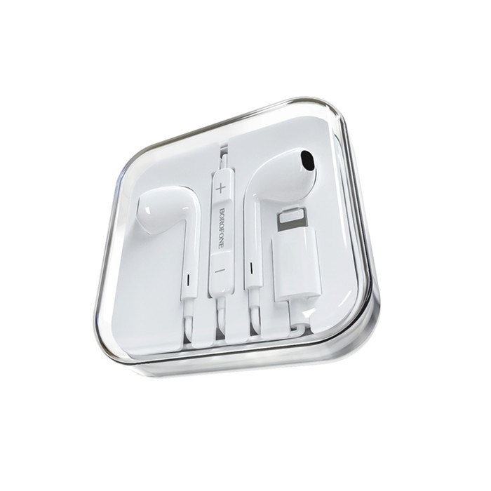 Наушники Borofone BM32 Plus, вкладыши, микрофон, Lightning, кабель 1.2 м, белые - фото 51382832 Наушники Borofone BM32 Plus, вкладыши, микрофон, Lightning, кабель 1.2 м, белые - фото 51382832