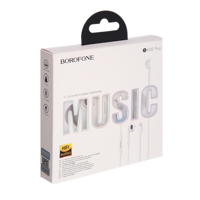 Наушники Borofone BM32 Plus, вкладыши, микрофон, Lightning, кабель 1.2 м, белые - фото 51382835 Наушники Borofone BM32 Plus, вкладыши, микрофон, Lightning, кабель 1.2 м, белые - фото 51382835