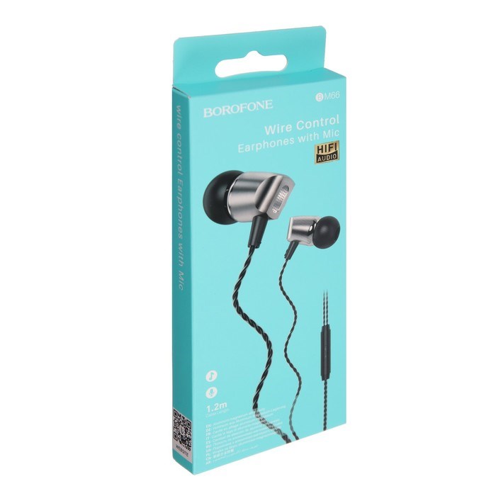 Наушники Borofone BM66 New sound, вакуумные, микрофон, Jack 3.5 мм, кабель 1.2 м, чёрные - фото 51382841 Наушники Borofone BM66 New sound, вакуумные, микрофон, Jack 3.5 мм, кабель 1.2 м, чёрные - фото 51382841