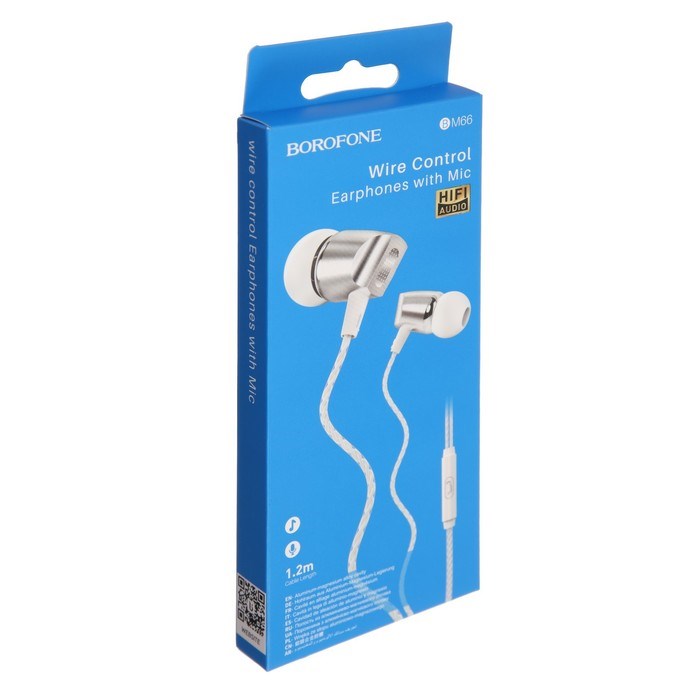 Наушники Borofone BM66 New sound, вакуумные, микрофон, Jack 3.5 мм, кабель 1.2 м, белые - фото 51382847 Наушники Borofone BM66 New sound, вакуумные, микрофон, Jack 3.5 мм, кабель 1.2 м, белые - фото 51382847