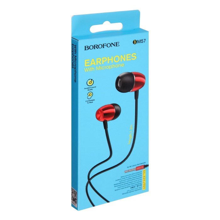 Наушники Borofone BM57 Platinum, вакуумные, микрофон, Jack 3.5 мм, кабель 1.2 м, красные - фото 51382855 Наушники Borofone BM57 Platinum, вакуумные, микрофон, Jack 3.5 мм, кабель 1.2 м, красные - фото 51382855