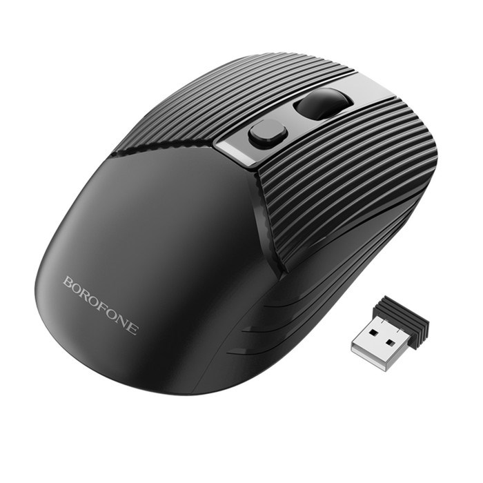 Мышь Borofone BG5, беспроводная, оптическая, 1600 dpi, 1хААА, чёрная - фото 51382876 Мышь Borofone BG5, беспроводная, оптическая, 1600 dpi, 1хААА, чёрная - фото 51382876