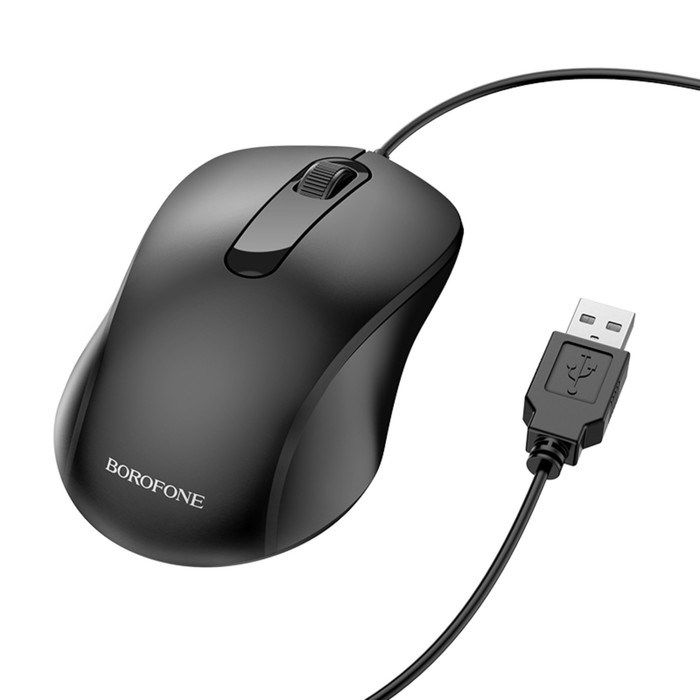 Мышь Borofone BG4, проводная, оптическая, 1000 dpi, 1.5 м, USB, чёрная - фото 51382888 Мышь Borofone BG4, проводная, оптическая, 1000 dpi, 1.5 м, USB, чёрная - фото 51382888