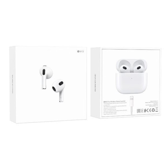 Наушники Borofone BW13, TWS, вкладыши, Bluetooth 5.0, 30/300 мАч, сенсор, белые - фото 51383018 Наушники Borofone BW13, TWS, вкладыши, Bluetooth 5.0, 30/300 мАч, сенсор, белые - фото 51383018