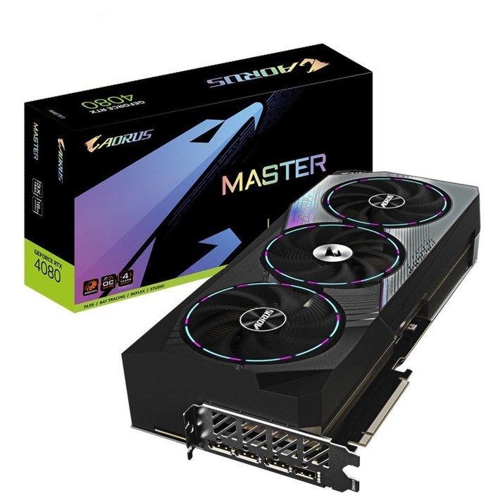 Видеокарта Gigabyte GV-N4080AORUS M-16GD, RTX 4080 16 Гб, GDDR6X, HDMI, DP - фото 51383396