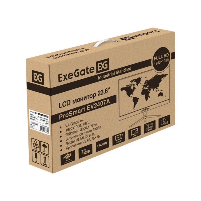 Монитор ExeGate ProSmart EV2407A, 23.8", VA,1920x1080, 75Гц, 5 мс, D-Sub, HDMI, черный - фото 51383990 Монитор ExeGate ProSmart EV2407A, 23.8", VA,1920x1080, 75Гц, 5 мс, D-Sub, HDMI, черный - фото 51383990