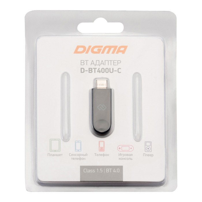 Bluetooth-адаптер Digma D-BT400U-C, вер. 4.0, Type-С, чёрный - фото 51384164 Bluetooth-адаптер Digma D-BT400U-C, вер. 4.0, Type-С, чёрный - фото 51384164