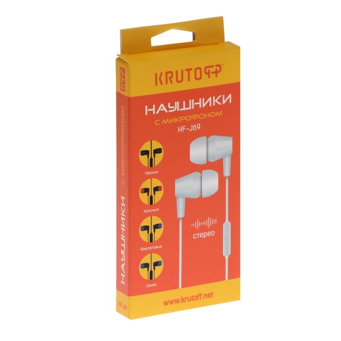 Наушники Krutoff HF-J69, вакуумные, микрофон, 106 дБ, 16 Ом, 3.5 мм, 1 м, коробка, красные - фото 51384240 Наушники Krutoff HF-J69, вакуумные, микрофон, 106 дБ, 16 Ом, 3.5 мм, 1 м, коробка, красные - фото 51384240