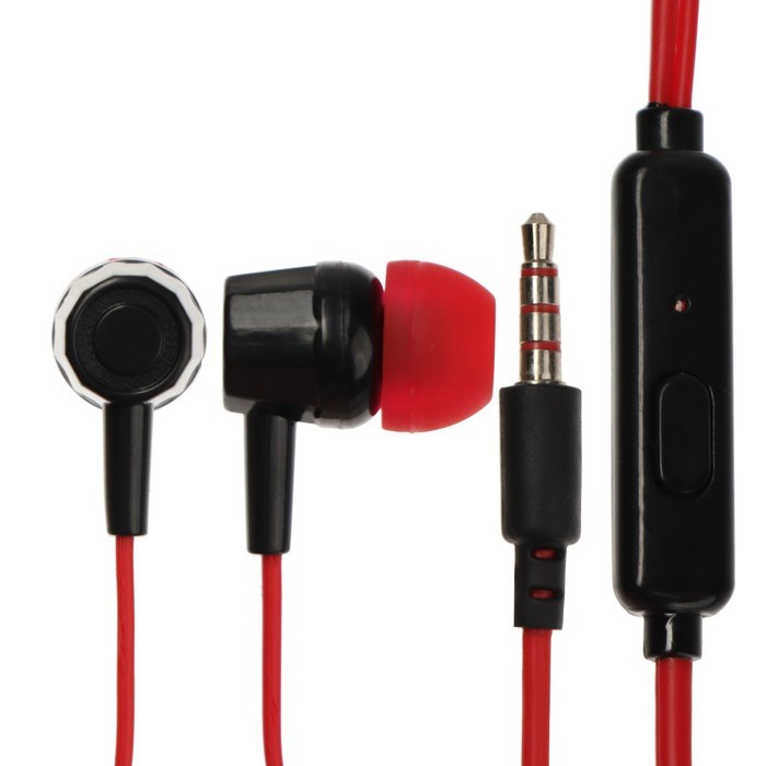 Наушники Krutoff HF-J69, вакуумные, микрофон, 106 дБ, 16 Ом, 3.5 мм, 1 м, красные - фото 51384242 Наушники Krutoff HF-J69, вакуумные, микрофон, 106 дБ, 16 Ом, 3.5 мм, 1 м, красные - фото 51384242