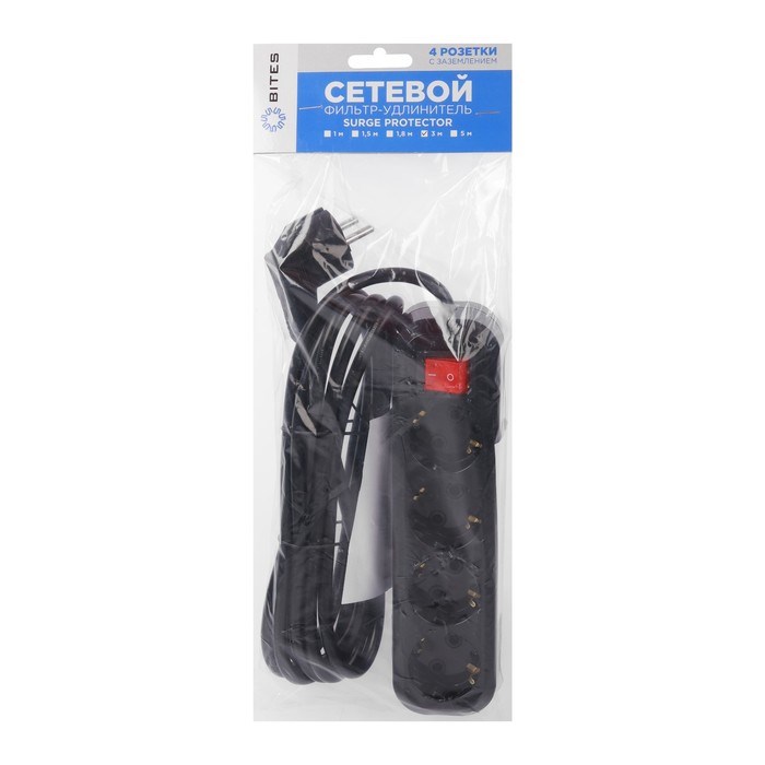 Сетевой фильтр 5bites SP4B-330 4S, 4 розетки, 3 м, 16 А, 3х1.5 мм2, с выкл., черный - фото 51384404 Сетевой фильтр 5bites SP4B-330 4S, 4 розетки, 3 м, 16 А, 3х1.5 мм2, с выкл., черный - фото 51384404