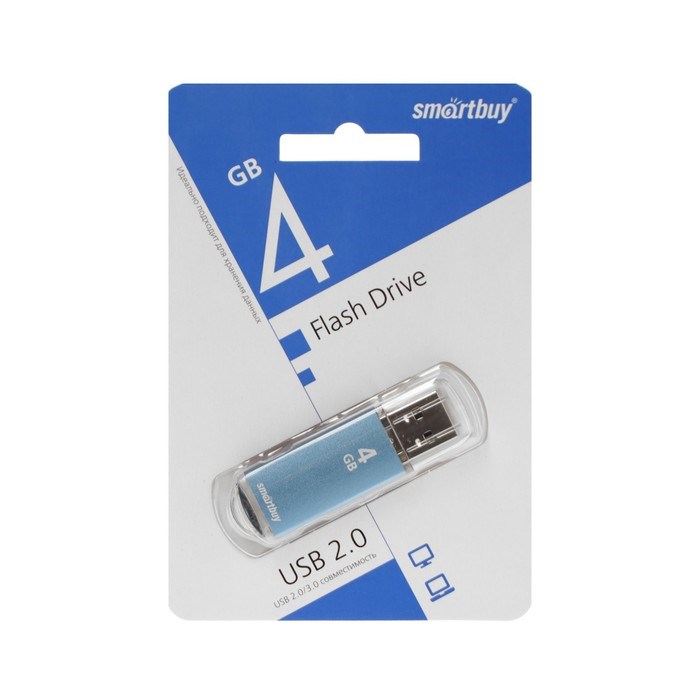 Флешка Smartbuy V-Cut, 4 Гб, USB 2.0, чт до 25 Мб/с, зап до 15 Мб/с, синяя - фото 51384535 Флешка Smartbuy V-Cut, 4 Гб, USB 2.0, чт до 25 Мб/с, зап до 15 Мб/с, синяя - фото 51384535