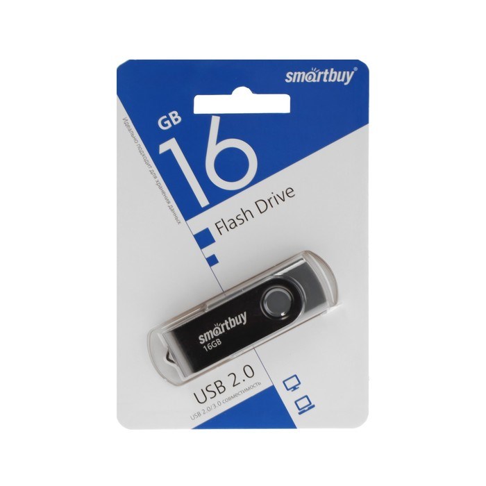 Флешка Smartbuy Twist, 16 Гб, USB 2.0, чт до 25 Мб/с, зап до 15 Мб/с, черная - фото 51384543 Флешка Smartbuy Twist, 16 Гб, USB 2.0, чт до 25 Мб/с, зап до 15 Мб/с, черная - фото 51384543