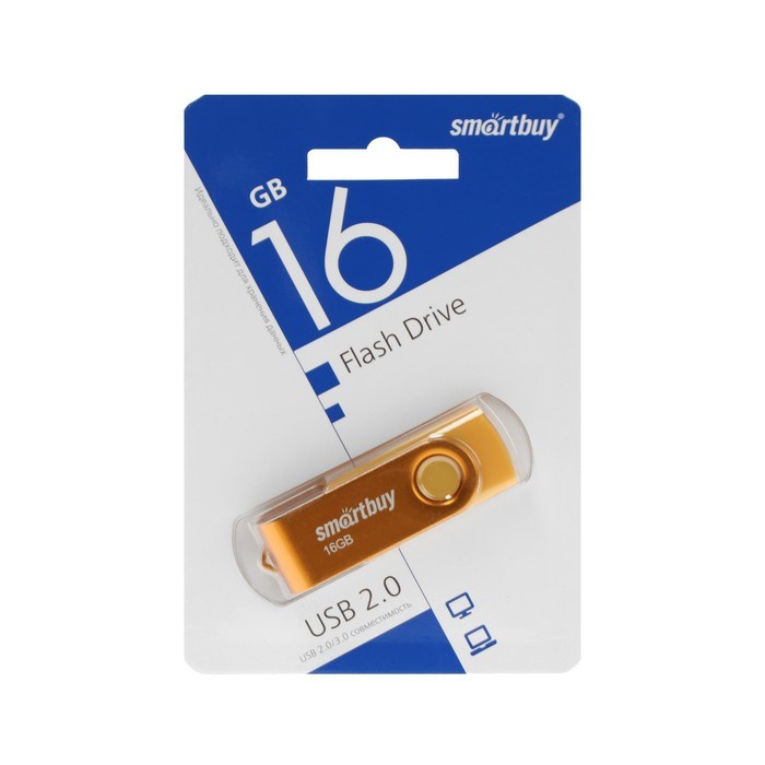 Флешка Smartbuy Twist, 16 Гб, USB 2.0, чт до 25 Мб/с, зап до 15 Мб/с, желтая - фото 51384549 Флешка Smartbuy Twist, 16 Гб, USB 2.0, чт до 25 Мб/с, зап до 15 Мб/с, желтая - фото 51384549