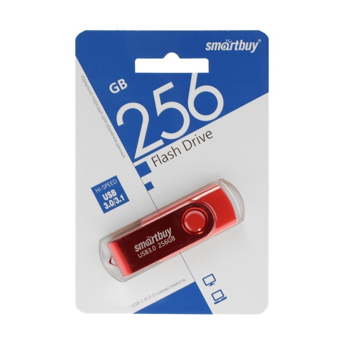 Флешка Smartbuy Twist, 256 Гб, USB 3.1, чт до 70 Мб/с, зап до 40 Мб/с, красная - фото 51384585 Флешка Smartbuy Twist, 256 Гб, USB 3.1, чт до 70 Мб/с, зап до 40 Мб/с, красная - фото 51384585