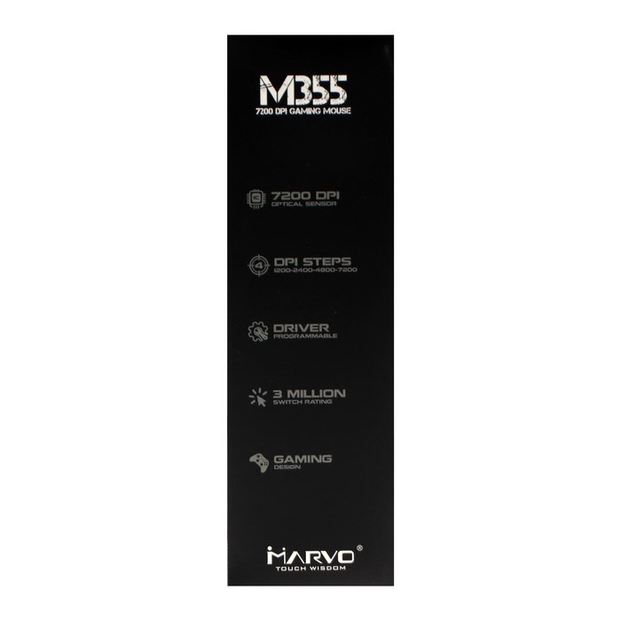 Мышь Marvo M355, проводная, оптическая, 7200 dpi, USB, подсветка, чёрная - фото 51384622 Мышь Marvo M355, проводная, оптическая, 7200 dpi, USB, подсветка, чёрная - фото 51384622