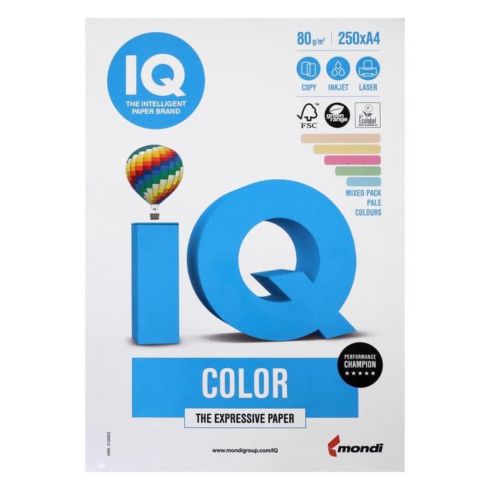 Бумага цветная А4 250 л, IQ COLOR, 80 г/м2, 20,23,25,28,30 по 50 л - фото 51384849 Бумага цветная А4 250 л, IQ COLOR, 80 г/м2, 20,23,25,28,30 по 50 л - фото 51384849