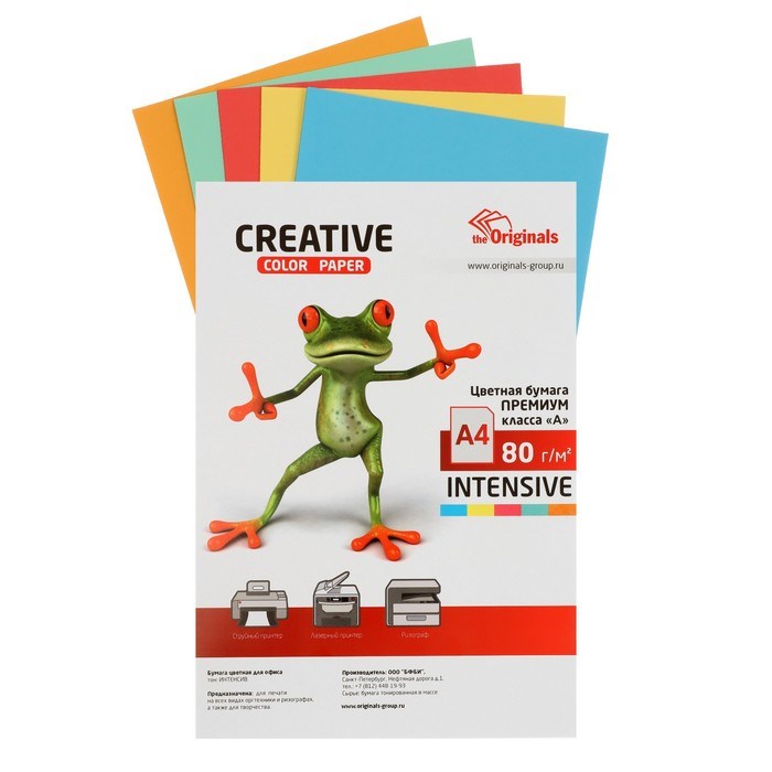 Бумага цветная А4, 100 листов CREATIVE Интенсив, 5 цветов, 80 г/м2 - фото 51385106 Бумага цветная А4, 100 листов CREATIVE Интенсив, 5 цветов, 80 г/м2 - фото 51385106