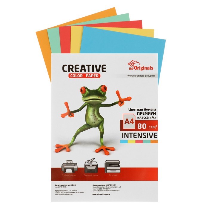 Бумага цветная А4, 50 листов CREATIVE Интенсив, 5 цветов, 80 г/м2 - фото 51385110 Бумага цветная А4, 50 листов CREATIVE Интенсив, 5 цветов, 80 г/м2 - фото 51385110
