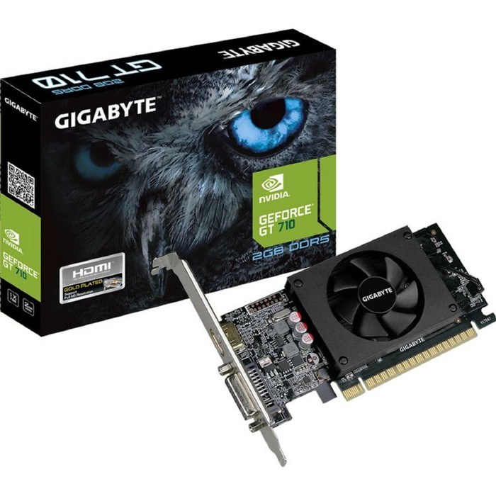 Видеокарта Gigabyte nVidia GeForce GT 710, 2Гб, 64bit, GDDR5, DVI, HDMI, CRT, HDCP - фото 51385787 Видеокарта Gigabyte nVidia GeForce GT 710, 2Гб, 64bit, GDDR5, DVI, HDMI, CRT, HDCP - фото 51385787